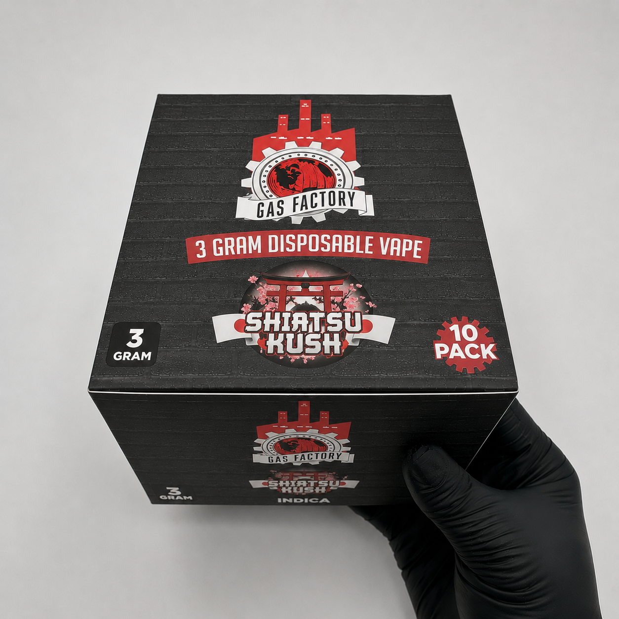 Gas Factory 10PK Shiatsu Kush 3G Disposable Vape